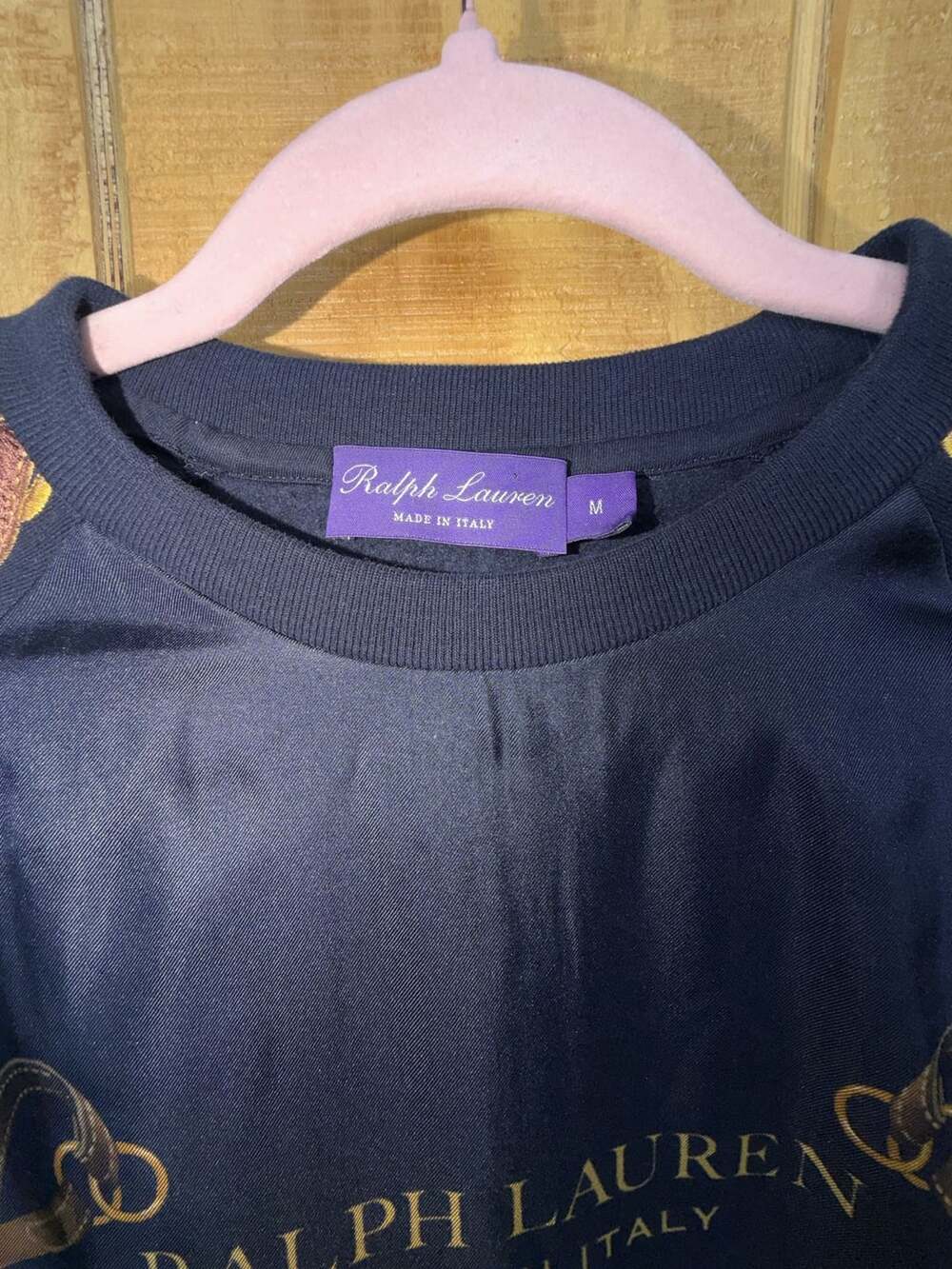 RARE Ralph Lauren Purple Label Made in Italy Equestrian Silk Sweatshirt Medium - Picture 3 of 6